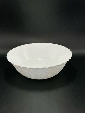 Milk Glass Basket Weave White Decorative Ceramic Bowl